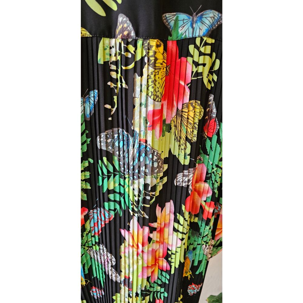 Multiples Butterfly Tropical Print Button Front S… - image 4